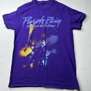 Prince Purple Rain and the Revolution Womens Graphic T Shirt Purple Size Small